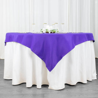 Elevate Your Event Decor with the 54"x54" Purple Premium Polyester Square Table Overlay