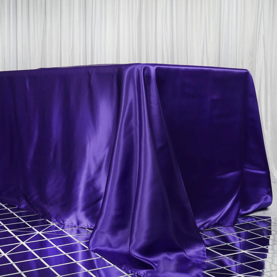 90x156 Purple Satin Rectangular Tablecloth