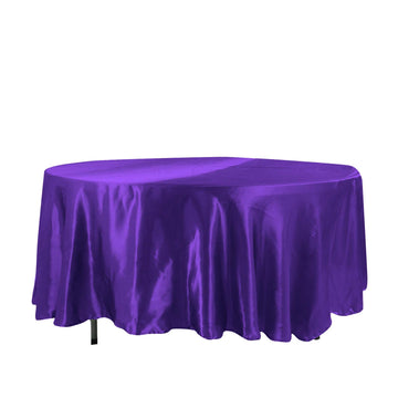 108" Purple Seamless Satin Round Tablecloth