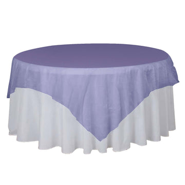 90"x90" Purple Sheer Organza Square Table Overlay