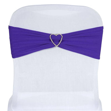 5 Pack | 5"x12" Purple Spandex Stretch Chair Sashes Bands