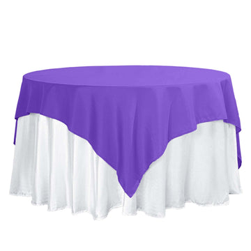 70"x70" Purple Square Seamless Polyester Table Overlay