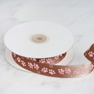 Unleash Elegance and Intrigue with Black Paw Print Satin Ribbon