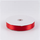 Red satin ribbon roll on white background#whtbkgd