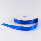 Blue satin ribbon roll on white background