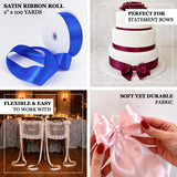 Durable satin ribbon spool for cakes, floral arrangements and packaging