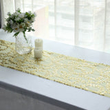 12x108inch Sparkly Gold Leaf Vine Sequin Tulle Table Runner