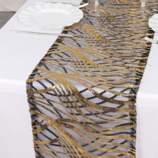 The Perfect Addition to Your Event Decor: Black Gold Sequins Table Runner
