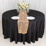Rose Gold Wave Mesh Table Runner With Embroidered Sequins