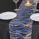 Royal Blue Gold Wave Mesh Table Runner With Embroidered Sequins