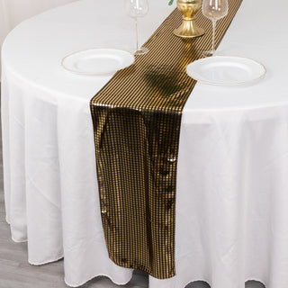 Add a Touch of Glamour to Your Table with the Shiny Black Gold Foil Linen Table Runner