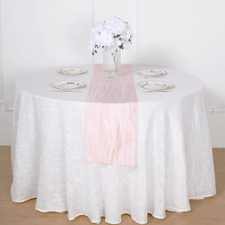 Blush Accordion Crinkle Taffeta Table Runner - Add Elegance to Your Table