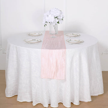 Taffeta 12"x108" Table Runner Blush - Accordion Crinkle Design