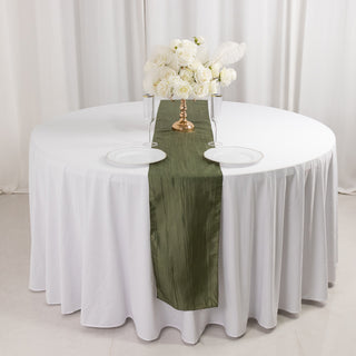 <span style="background-color:transparent;color:#111111;">Enhancing Table Settings with Dusty Sage Green Crinkle Taffeta Table Runner</span>