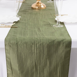 <span style="background-color:transparent;color:#111111;">Versatile Dusty Sage Green Crinkle Taffeta Table Runner</span>