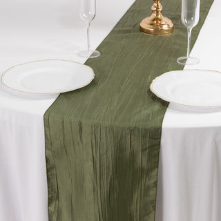 <span style="background-color:transparent;color:#111111;">Premium Dusty Sage Green Accordion Crinkle Taffeta Table Runner</span>