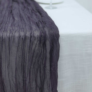 Enhance Your Decor with the 10ft Purple Gauze Cheesecloth Boho Table Runner