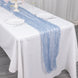 9ft Dusty Blue Sheer Crinkled Organza Table Runner, Premium Shimmer Chiffon Layered Table Runner