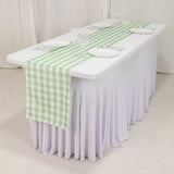 White Sage Green Buffalo Plaid Table Runner, Gingham Polyester Checkered Table Runner