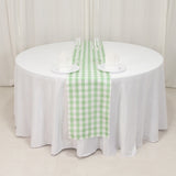 White Sage Green Buffalo Plaid Table Runner, Gingham Polyester Checkered Table Runner