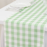 White Sage Green Buffalo Plaid Table Runner, Gingham Polyester Checkered Table Runner