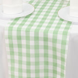 White Sage Green Buffalo Plaid Table Runner, Gingham Polyester Checkered Table Runner