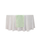 White Sage Green Buffalo Plaid Table Runner, Gingham Polyester Checkered Table Runner