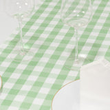 White Sage Green Buffalo Plaid Table Runner, Gingham Polyester Checkered Table Runner