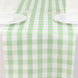 White Sage Green Buffalo Plaid Table Runner, Gingham Polyester Checkered Table Runner