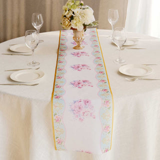 Elevate Your Table with the White Pink Non-Woven Peony Floral Table Runner