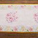 11x108inch White Pink Non-Woven Peony Floral Table Runner with Gold Edges, Spring Summer Kitchen