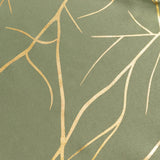 9ft Dusty Sage Green Gold Foil Tree Branch Pattern Polyester Table Runner#whtbkgd