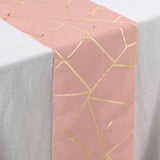 9ft Dusty Rose With Gold Foil Geometric Pattern Table Runner