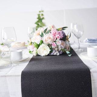 Add Glitz and Glamour to Your Table with the 9ft Black Glitzing Glitter Table Runner