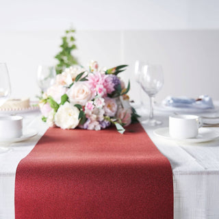 Add a Touch of Elegance with the Burgundy Glitzing Glitter Table Runner