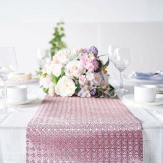 Glamorize Your Event with the 9ft Rose Gold Glamorous Geometric Print Table Runner