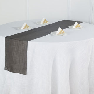 Elevate Your Table with the Charcoal Gray Linen Table Runner