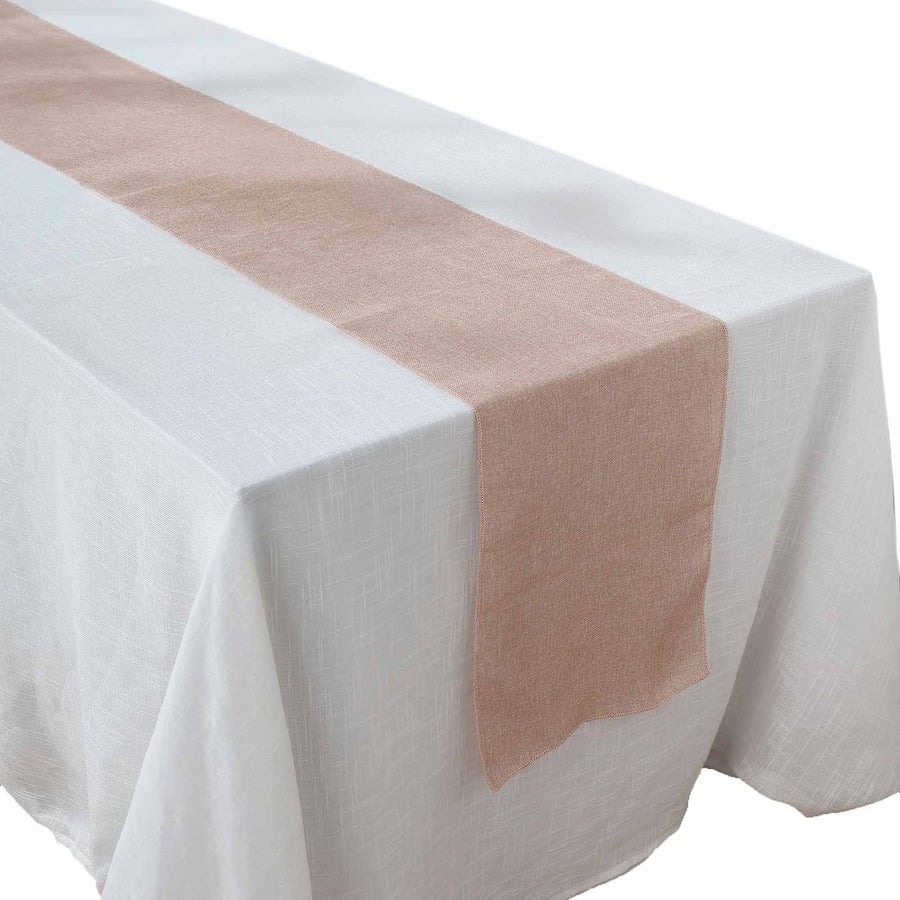 14x108Inch Dusty Rose Boho Chic Rustic Faux Burlap Cloth Table Runner#whtbkgd