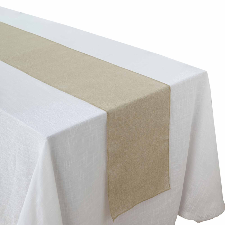 14x108Inch Natural Boho Chic Rustic Faux Burlap Cloth Table Runner#whtbkgd