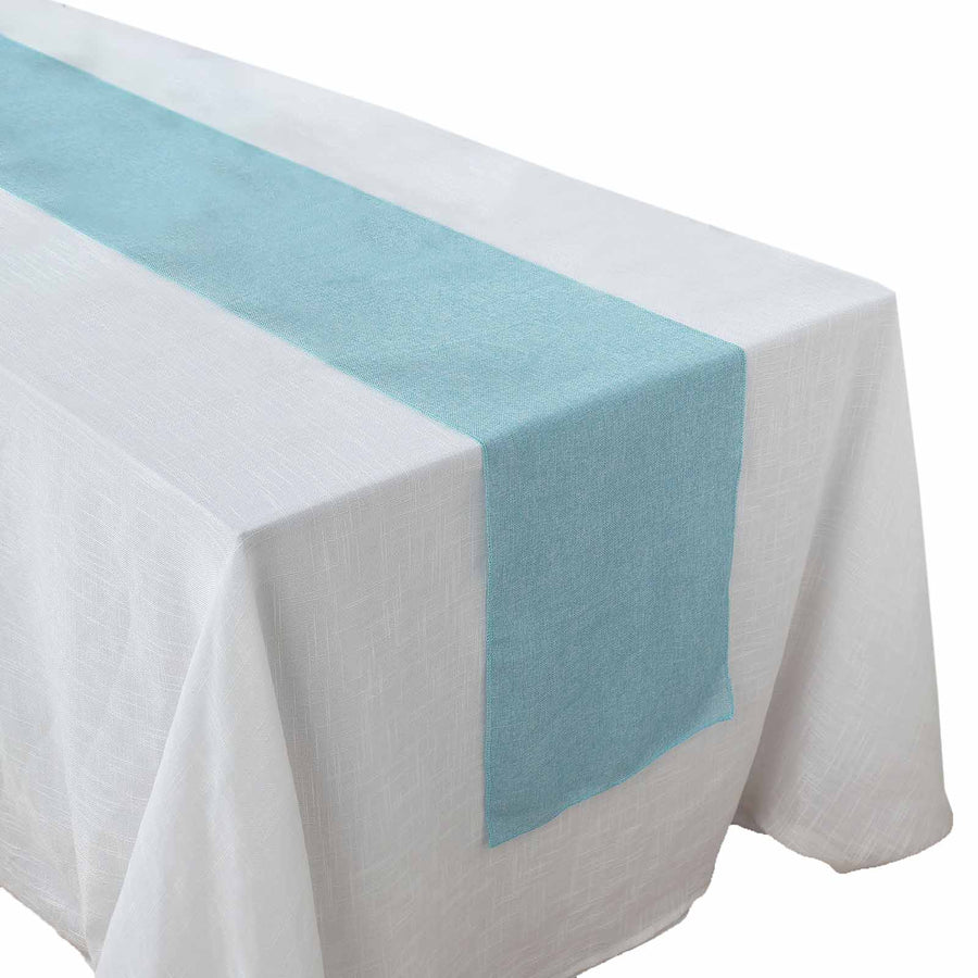 14x108Inch Turquoise Boho Chic Rustic Faux Burlap Cloth Table Runner#whtbkgd