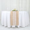 14inch x 106inch Natural Jute Burlap Table Runner With Middle White Lace