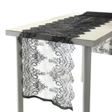 Black Premium Lace Fabric Table Runner, Vintage Classic Table Decor With Scalloped Frill Edges#whtbkgd