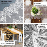 High-quality lace table runner with floral patterns for home and event decoration.