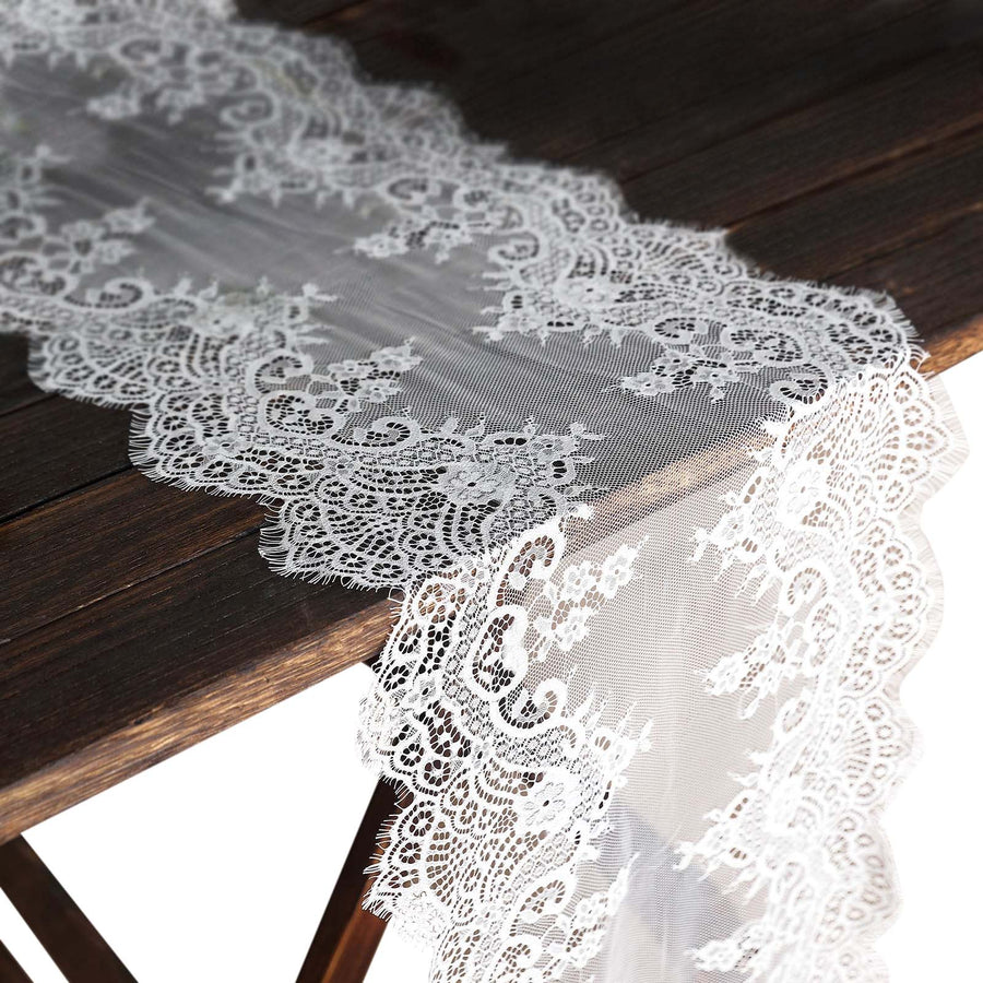 15inch x 117inch White Premium Lace Table Runner Vintage Classy Rustic Runner Decor#whtbkgd
