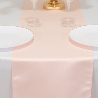 <h3 style="margin-left:0px;"><span style="background-color:transparent;color:#111111;">Elegant Blush Seamless Lamour Satin Table Runner 12"x108"</span>