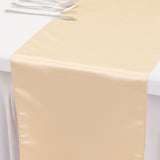 12x108inch Beige Lamour Satin Table Runner#whtbkgd