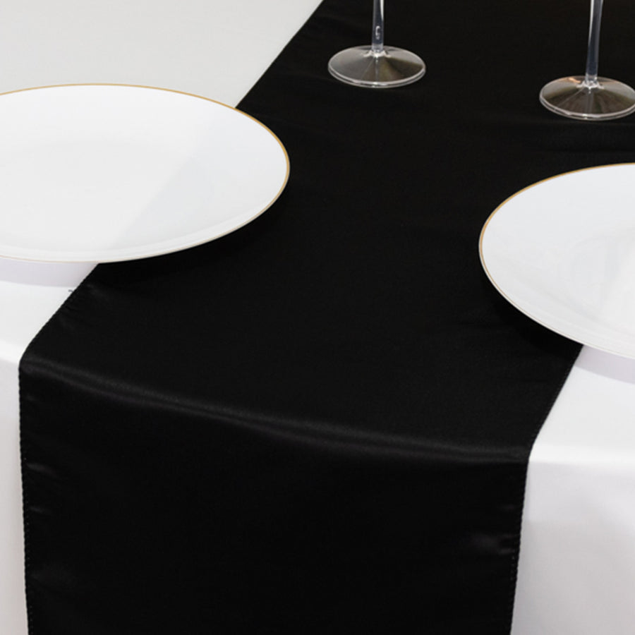 12x108inch Black Lamour Satin Table Runner