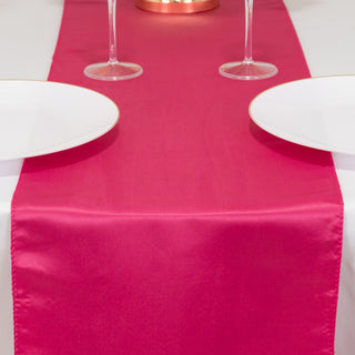 <h3 style="margin-left:0px;"><span style="background-color:transparent;color:#111111;">Elegant Fuchsia Seamless Lamour Satin Table Runner 12"x108"</span>