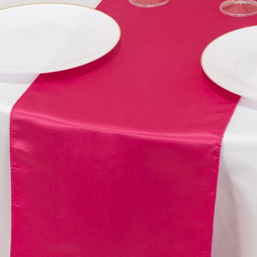 Lamour Satin 12"x108" Table Runner Fuchsia - Smooth & Lustrous Finish