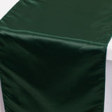 12x108inch Hunter Emerald Green Lamour Satin Table Runner#whtbkgd